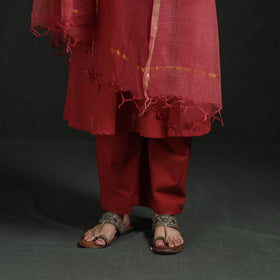 Plain Slub Cotton Hand Embroidered Suit Set with Dupatta for women 13
