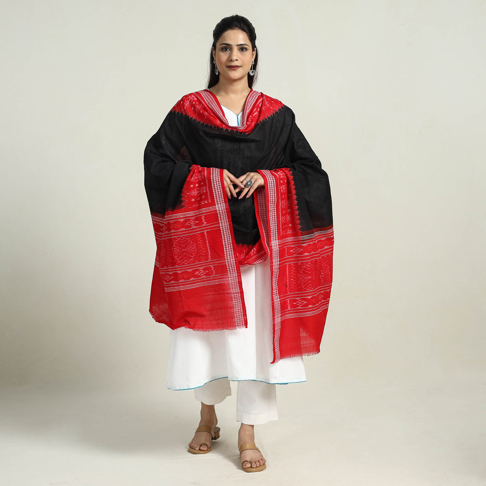 Black - Sambalpuri Ikat Weave Handloom Cotton Dupatta 42