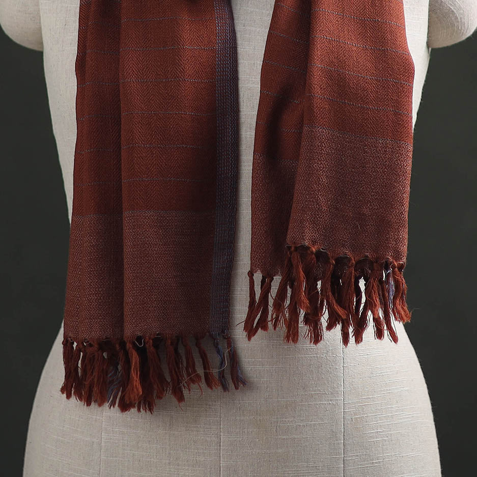 Brown - Kumaun Handwoven Pure Merino Wool Stole 107