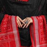 Black - Sambalpuri Ikat Weave Handloom Cotton Dupatta 42