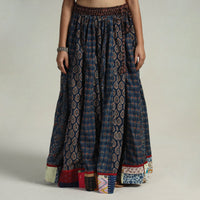 Multicolor - Kutch Block Printed 24 Kali Cotton Long Skirt 13