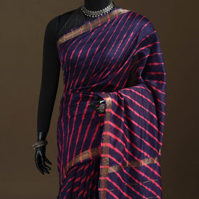 Chanderi Silk Leheriya Tie-Dye Saree with Zari Border 07