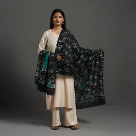  Cotton Hand Batik Print Black Dupatta