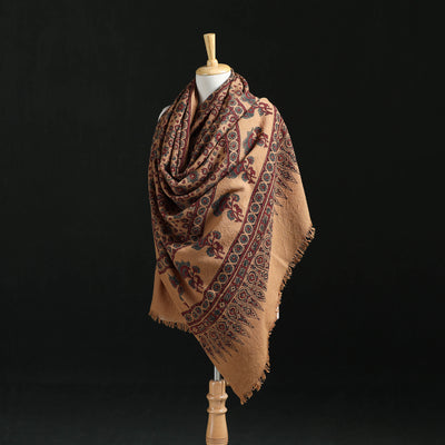 Ajrakh Hand Block Print Natural Dyed Handwoven Acrylic Wool Shawl 15