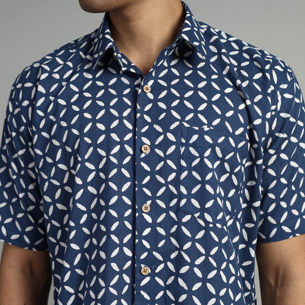 Indigo Block Printed Shirt