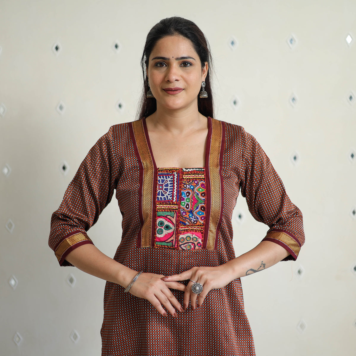 Brown - Traditional Cotton Khun Straight Kurta for Women 19