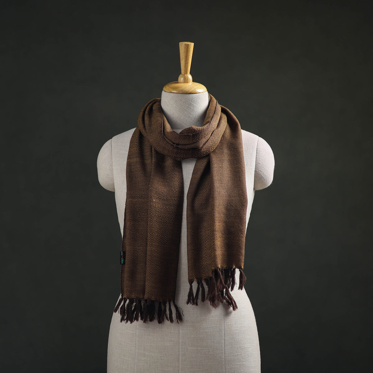 Brown - Kumaun Handwoven Pure Merino Wool Stole 108