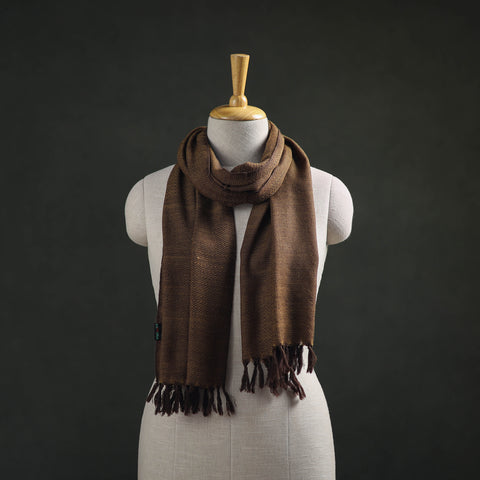 Brown - Kumaun Handwoven Pure Merino Wool Stole 108