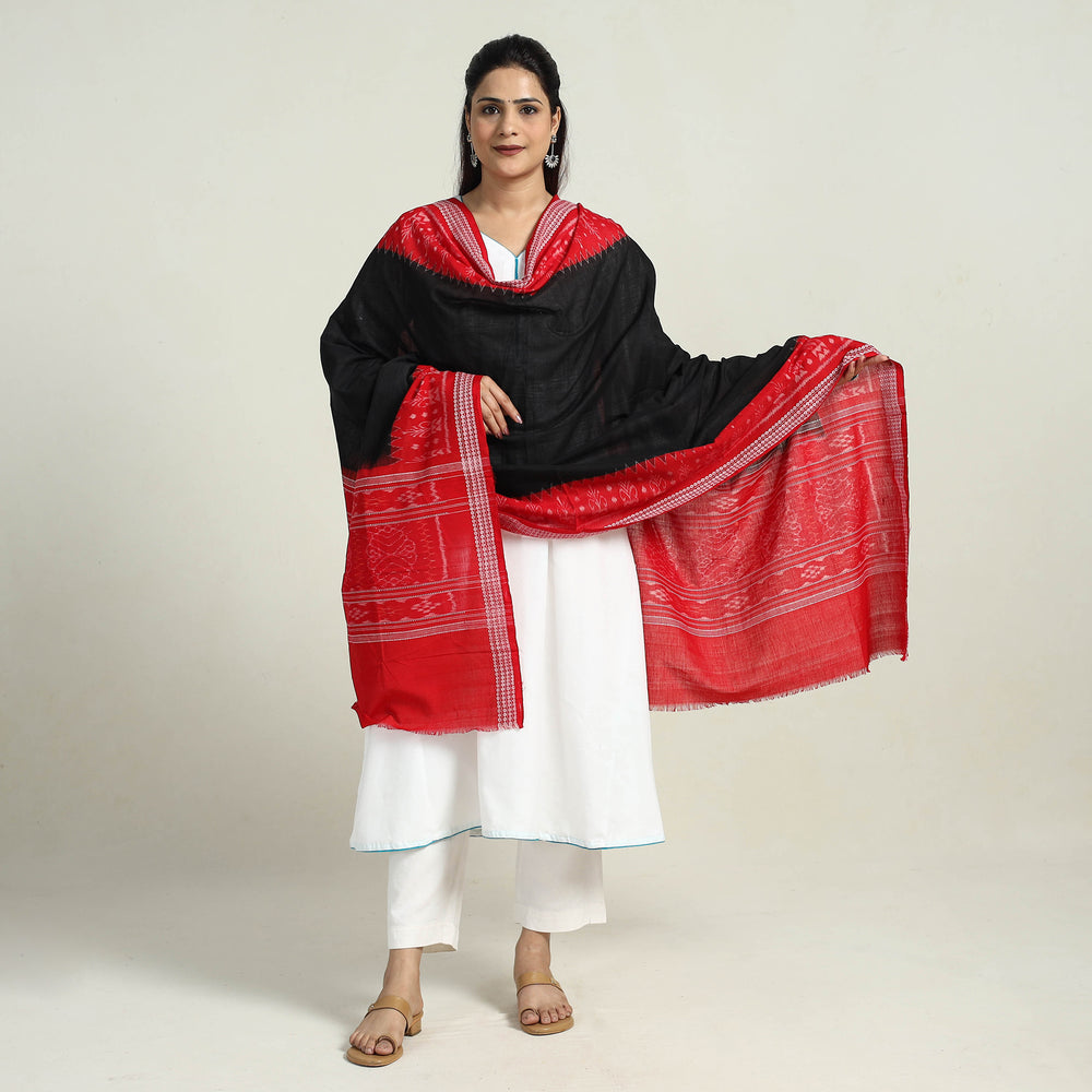 Black - Sambalpuri Ikat Weave Handloom Cotton Dupatta 42