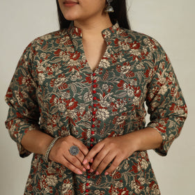 Buy Green Printed Cotton A-Line Kalamkari Kurta For Women