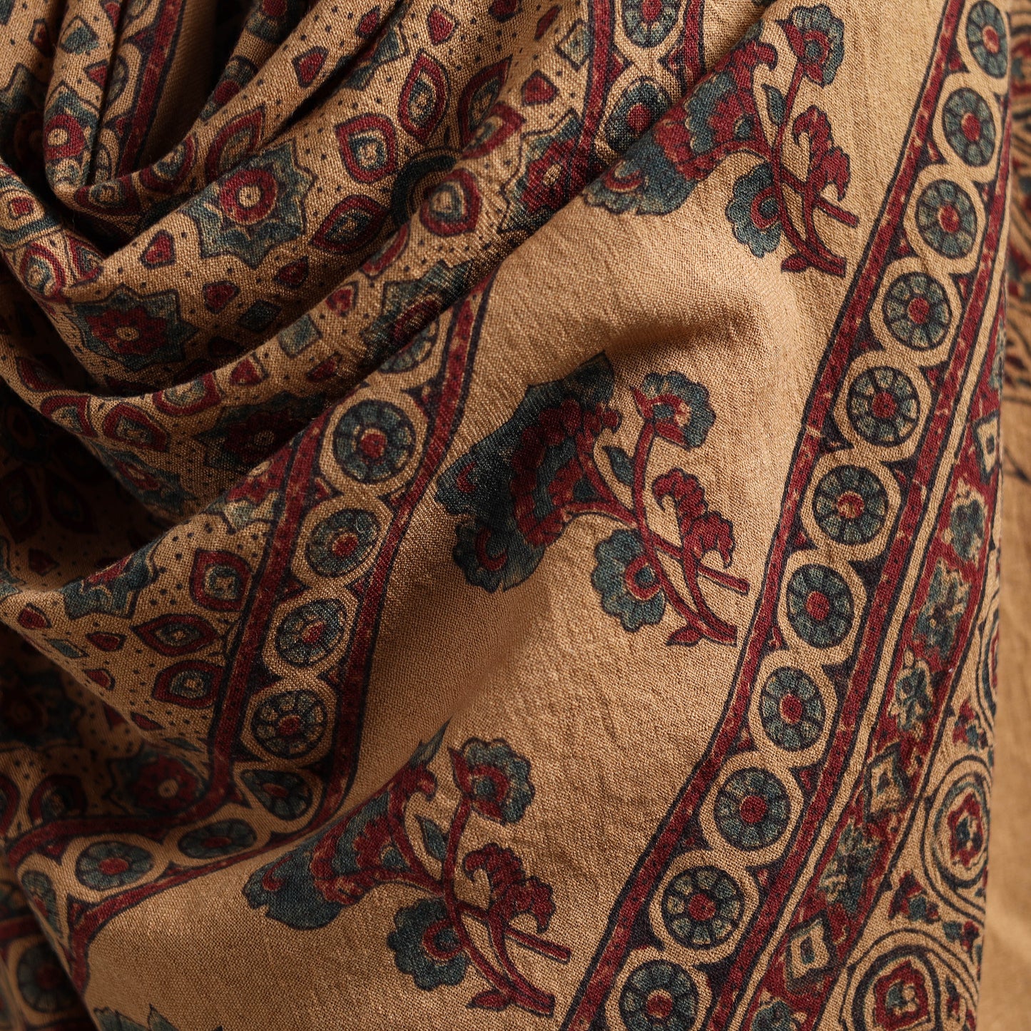 Ajrakh Hand Block Print Natural Dyed Handwoven Acrylic Wool Shawl 15