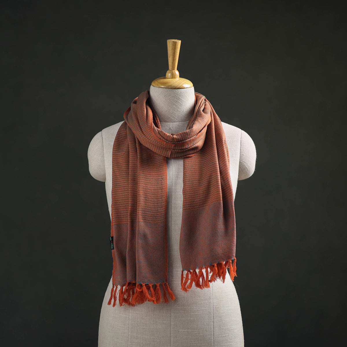 Orange - Kumaun Handwoven Pure Merino Wool Stole 109
