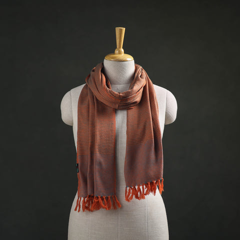 Orange - Kumaun Handwoven Pure Merino Wool Stole 109