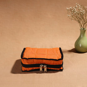 Orange Handmade 4 Pockets Cotton Jewellery Bag