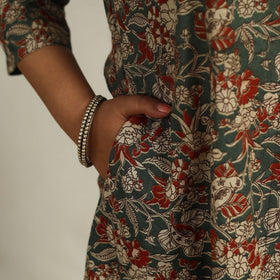 Buy Green Printed Cotton A-Line Kalamkari Kurta For Women