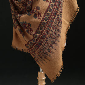 Ajrakh Hand Block Print Natural Dyed Handwoven Acrylic Wool Shawl 15