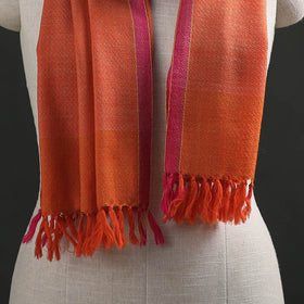 Orange - Kumaun Handwoven Pure Merino Wool Stole 111