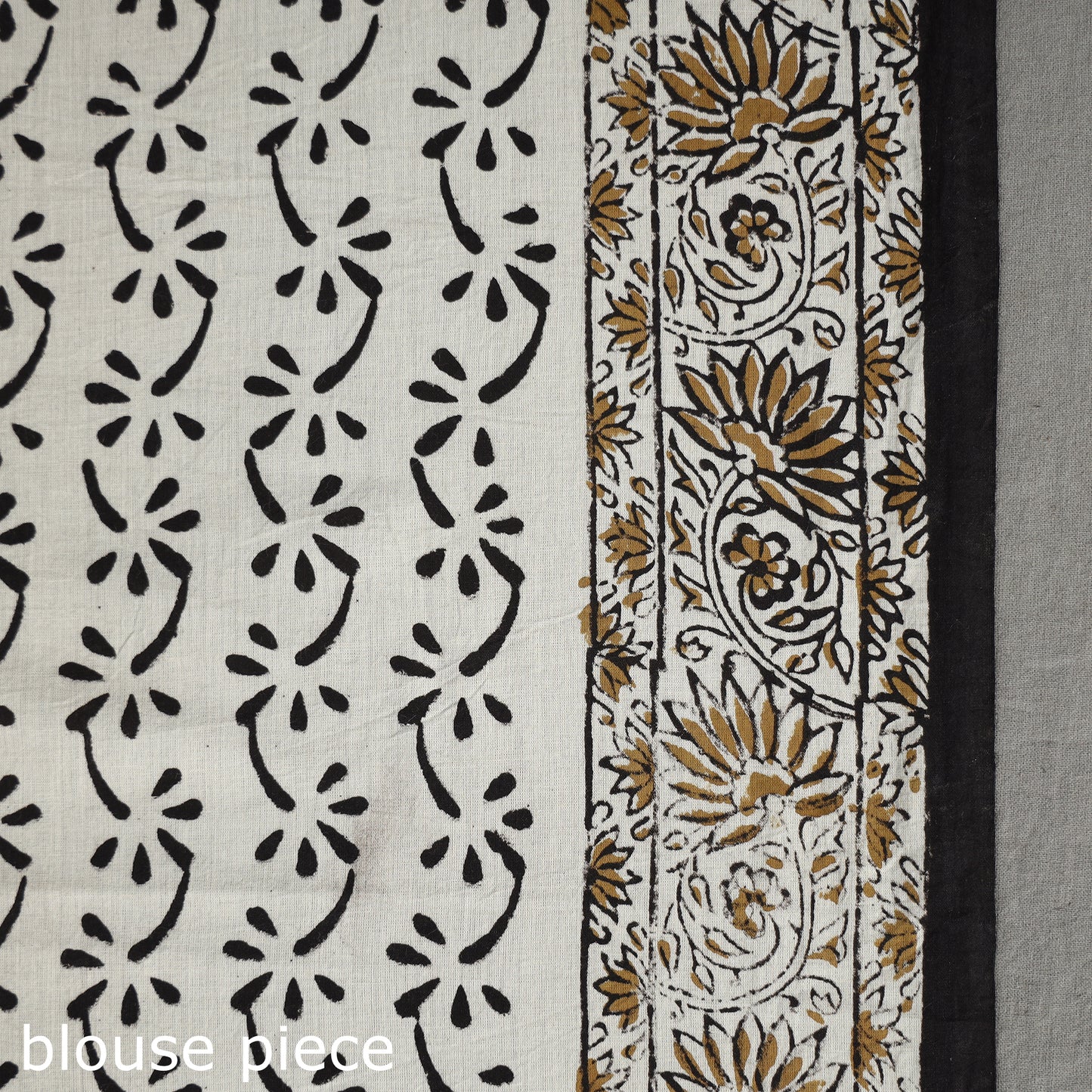 Brown - Bagru Hand Block Printed Mul Cotton Natural Dyed Saree 15