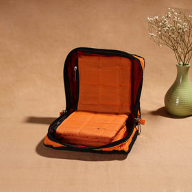 Orange Handmade 4 Pockets Cotton Jewellery Bag