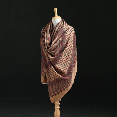 Ajrakh Hand Block Print Natural Dyed Handwoven Acrylic Wool Shawl 16