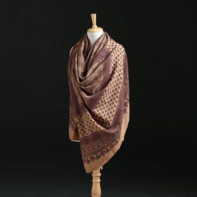 Ajrakh Hand Block Print Natural Dyed Handwoven Acrylic Wool Shawl 16