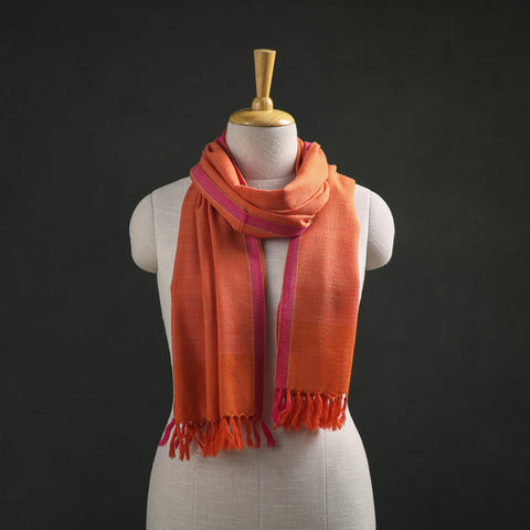 Orange - Kumaun Handwoven Pure Merino Wool Stole 111