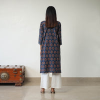 Blue - Block Printed Cotton Straight Ajrakh Kurta 30