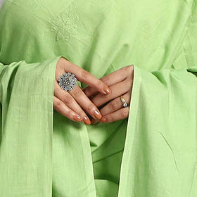 Buy Green Hand Embroidery Cotton Lucknow Chikankari Dupatta