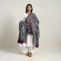 Blue - Pure Silk Bengal Kantha Embroidery Dupatta 32