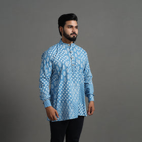 Kantha Stitch Cotton Short Sanganeri Kurta for Men 10