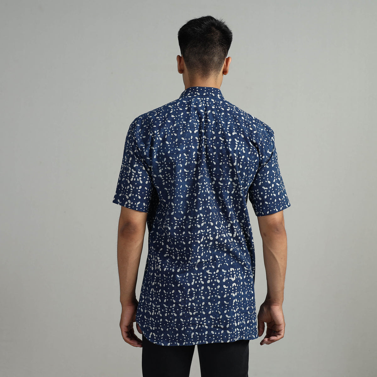 Indigo Block Printed Shirt