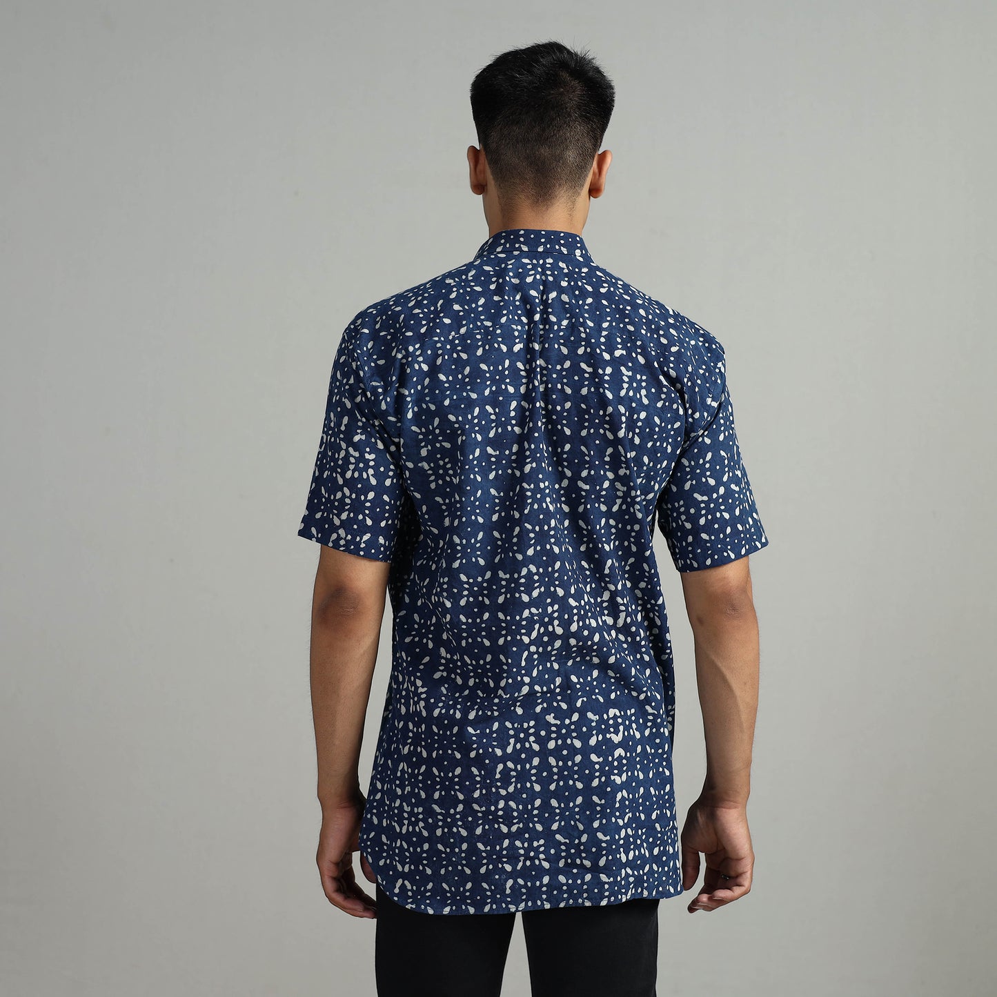 Indigo Block Printed Shirt