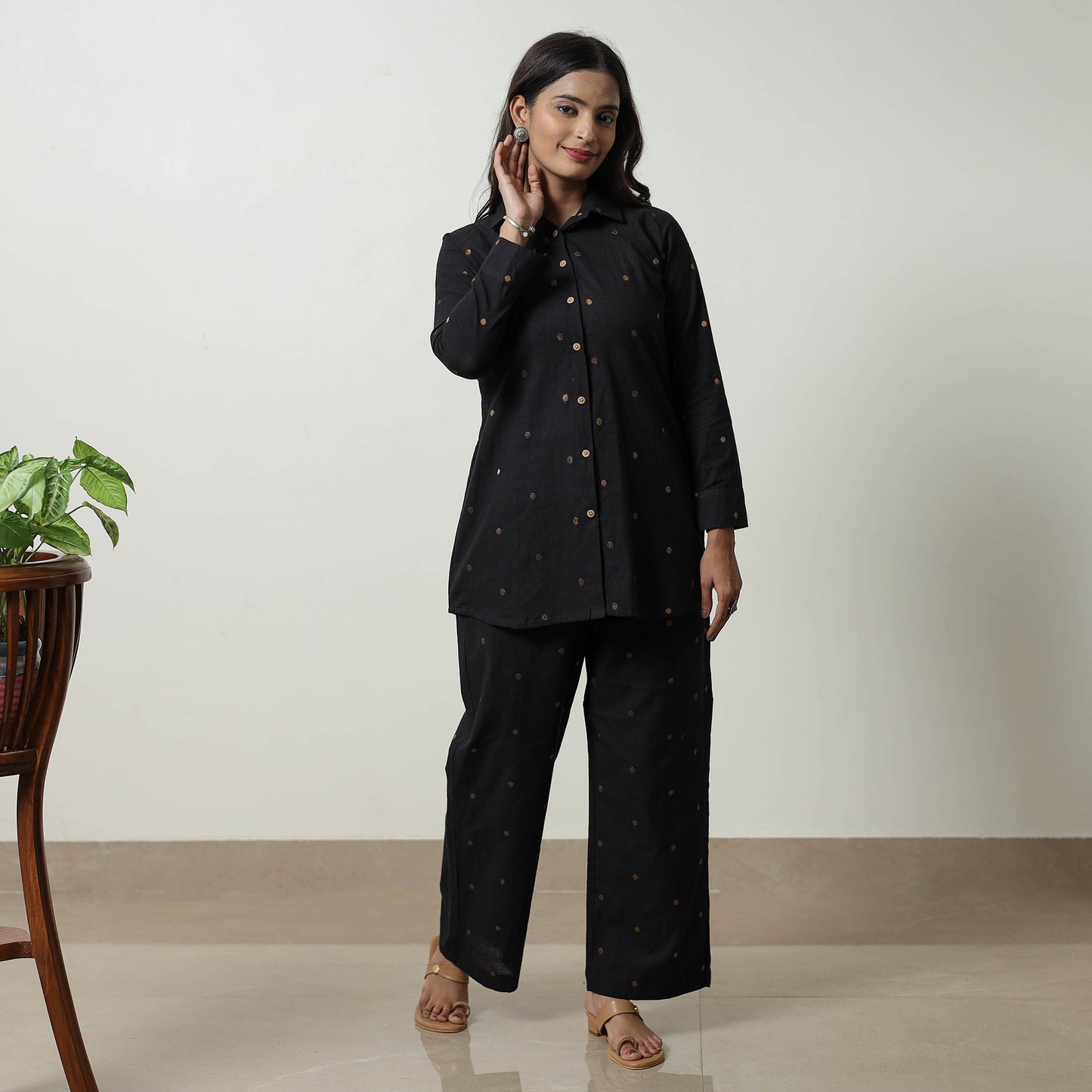 Black - Jacquard Cotton Co-Ord Set 02