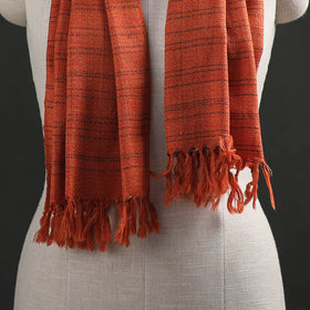 Orange - Kumaun Handwoven Pure Merino Wool Stole 112