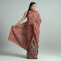 Maroon - Bindaas Art Block Printed Natural Dyed Cotton Saree 38