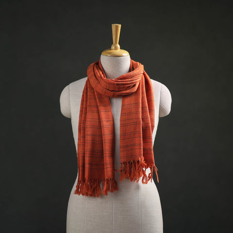 Orange - Kumaun Handwoven Pure Merino Wool Stole 112