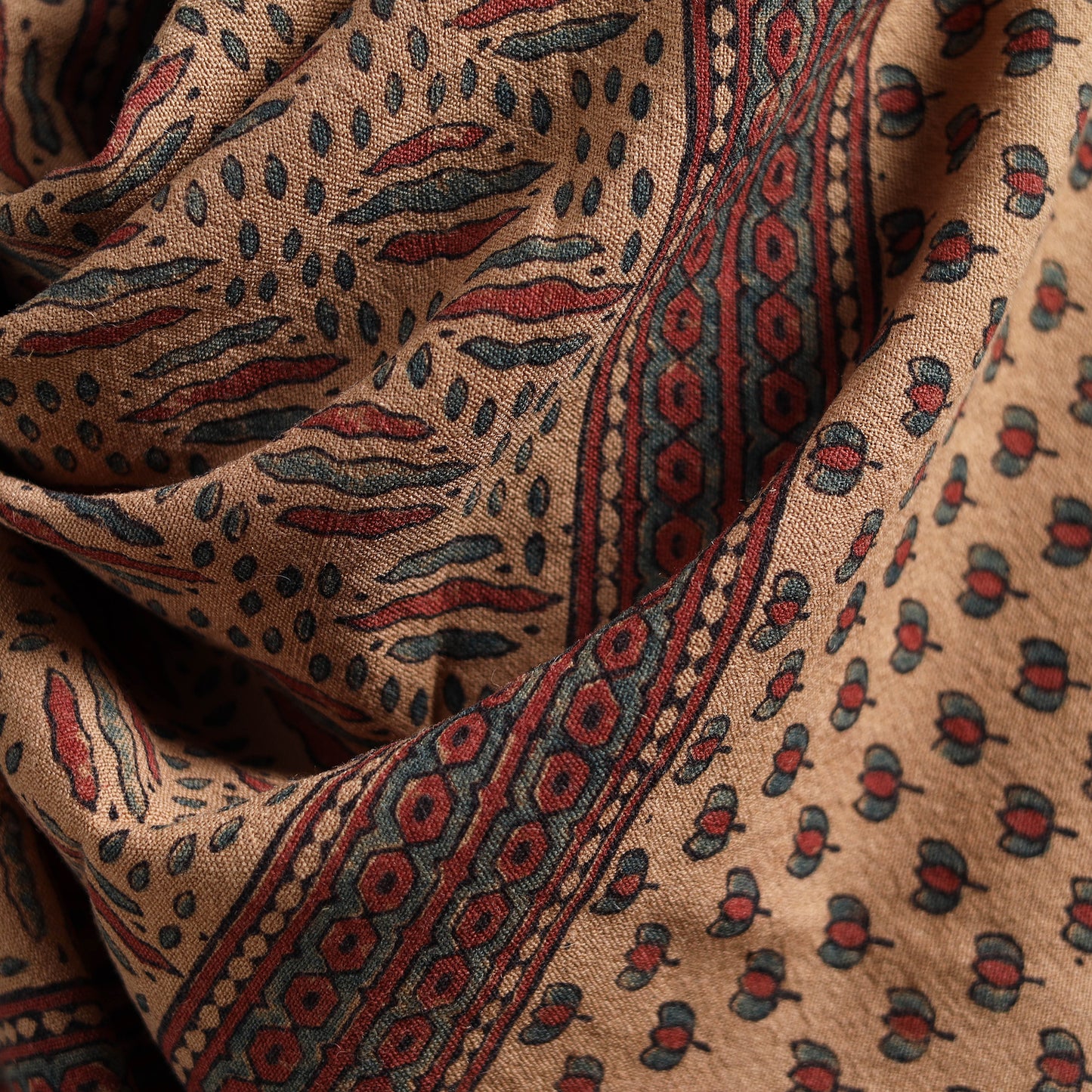 Ajrakh Hand Block Print Natural Dyed Handwoven Acrylic Wool Shawl 16