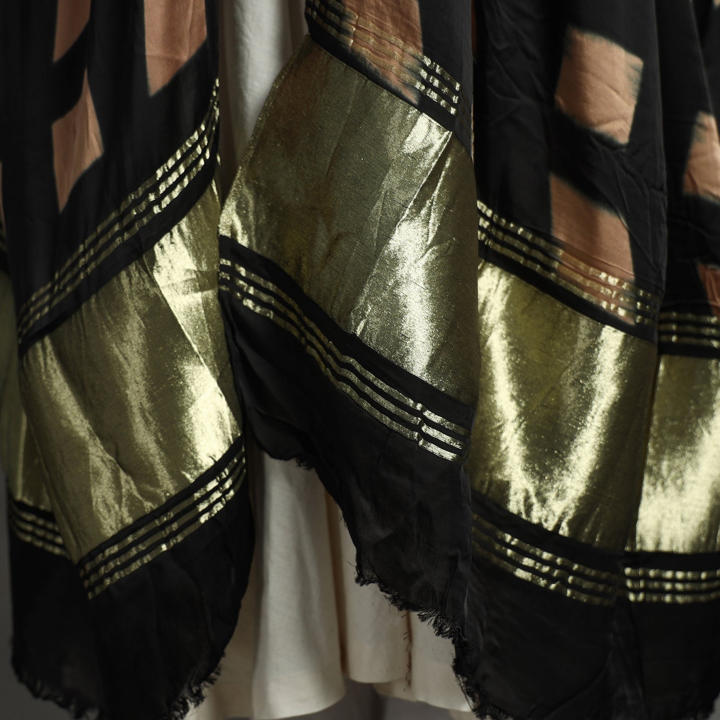 Multicolor - Shibori Clamp Dyed Modal Silk Dupatta with Zari Border 10