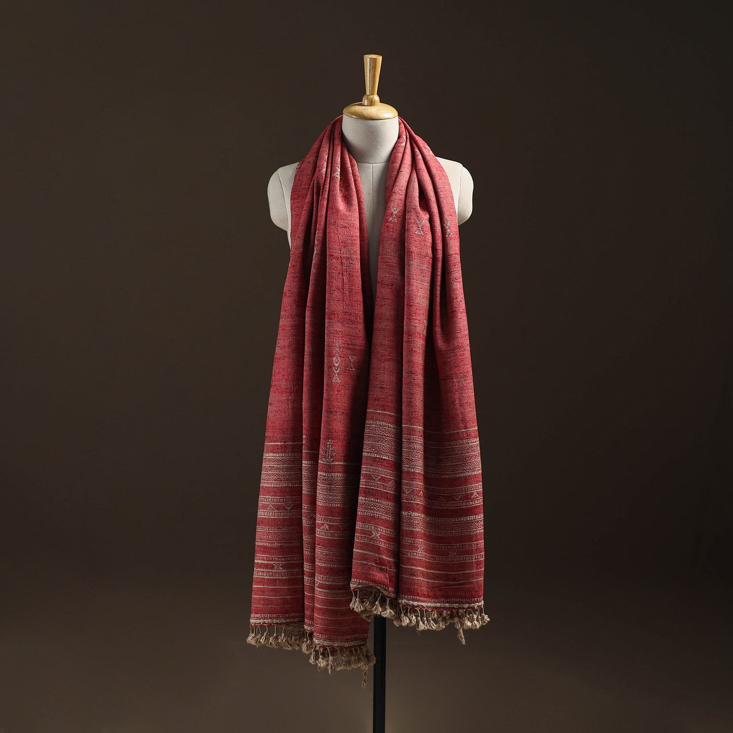 Kutch Bhujodi Handspun Handwoven Merino Wool x Katia Silk Chomuk Buta Shawl 04