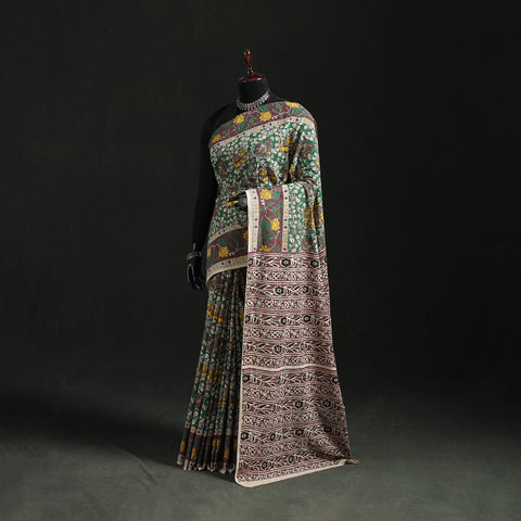 Green - Kalamkari Printed Cotton Saree 02