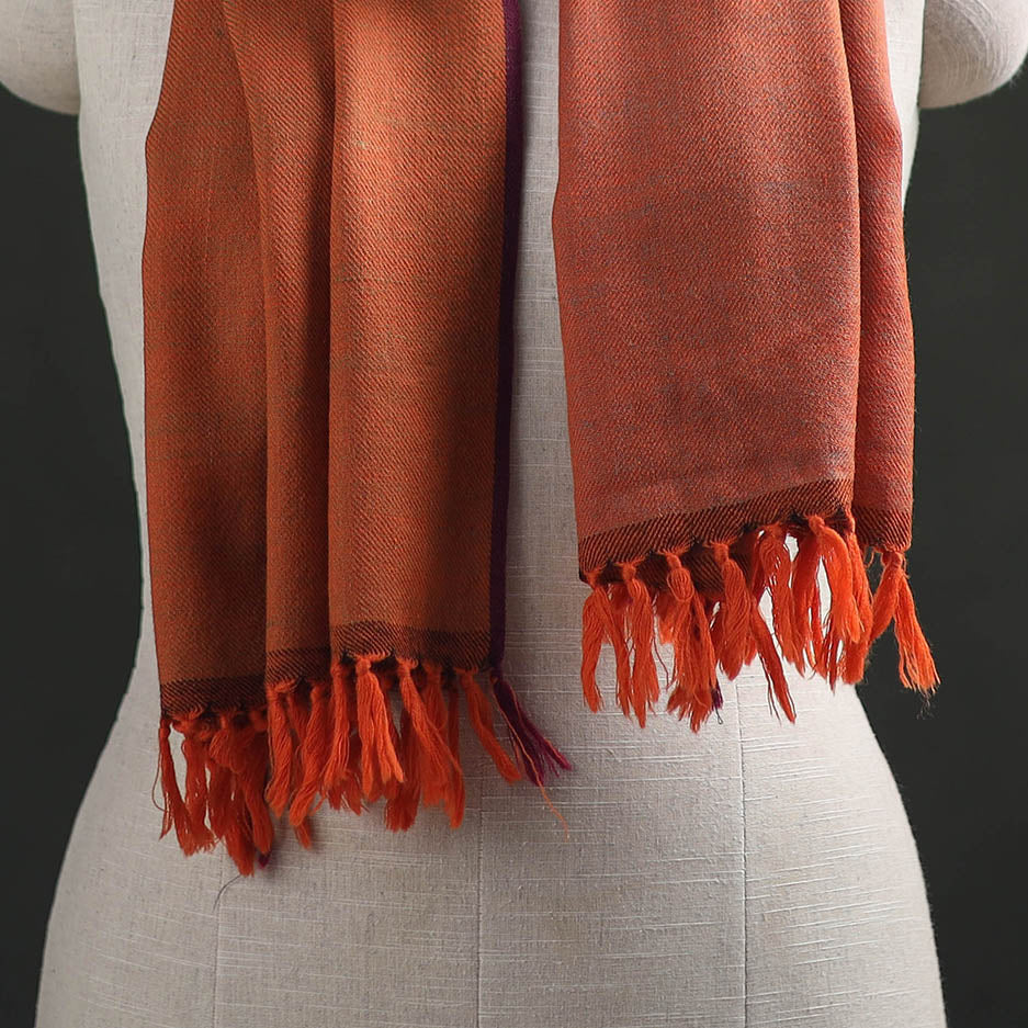 Orange - Kumaun Handwoven Pure Merino Wool Stole 113
