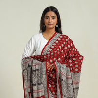 Red - Hand Block Print Cotton Bagh Dupatta 08