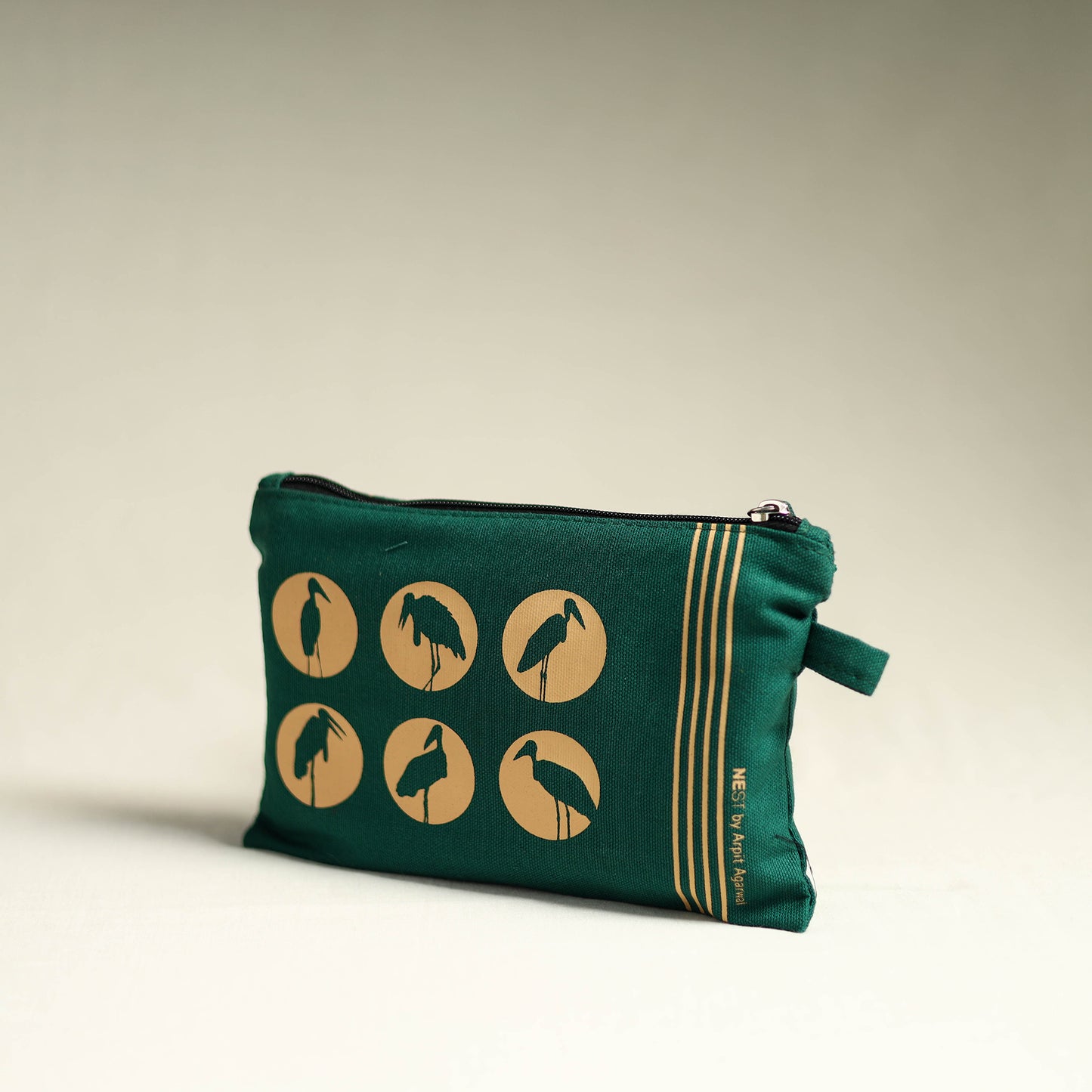 Green - Assam Hargila Cotton Canvas Utility Pouch