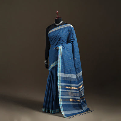 Godavari Jamdani Buti Pure Handloom Checks Cotton Saree 07