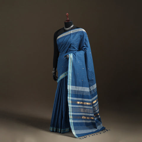 Godavari Jamdani Buti Pure Handloom Checks Cotton Saree 07