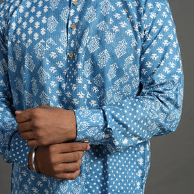 Kantha Stitch Cotton Short Sanganeri Kurta for Men 10