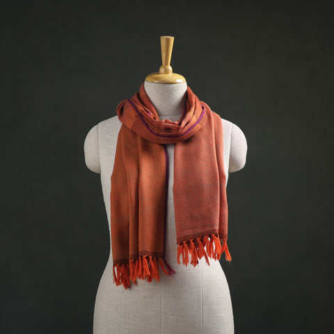 Orange - Kumaun Handwoven Pure Merino Wool Stole 113