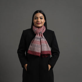 Maroon - bagh hand printed merino woollen stole 52