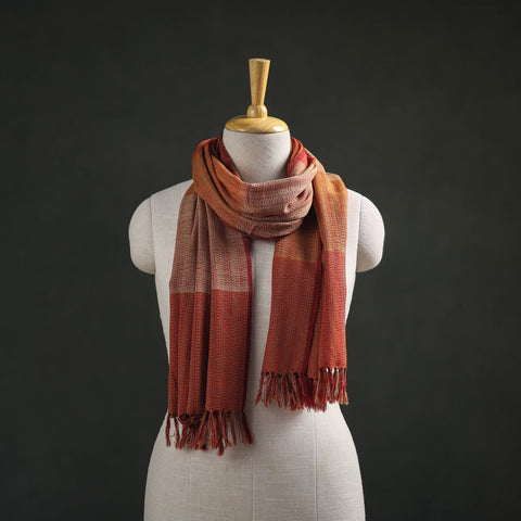 Orange - Kumaun Handwoven Pure Merino Wool Stole 114