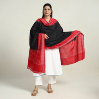 Black - Sambalpuri Ikat Weave Handloom Cotton Dupatta 44